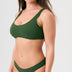 Bikini sostenible deportivo Mani Palm, braga brasileña. Tejido reciclado ECONYL. Textura atoallada. Bikini sostenible hecho en España. 