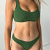 Bikini sostenible deportivo Mani Palm, braga brasileña. Tejido reciclado ECONYL. Textura atoallada. Bikini sostenible hecho en España. 