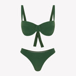 Bikini sostenible deportivo Mani Palm, braga brasileña. Tejido reciclado ECONYL. Textura atoallada. Bikini sostenible hecho en España. 