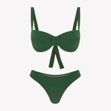 Bikini sostenible deportivo Mani Palm, braga brasileña. Tejido reciclado ECONYL. Textura atoallada. Bikini sostenible hecho en España. 
