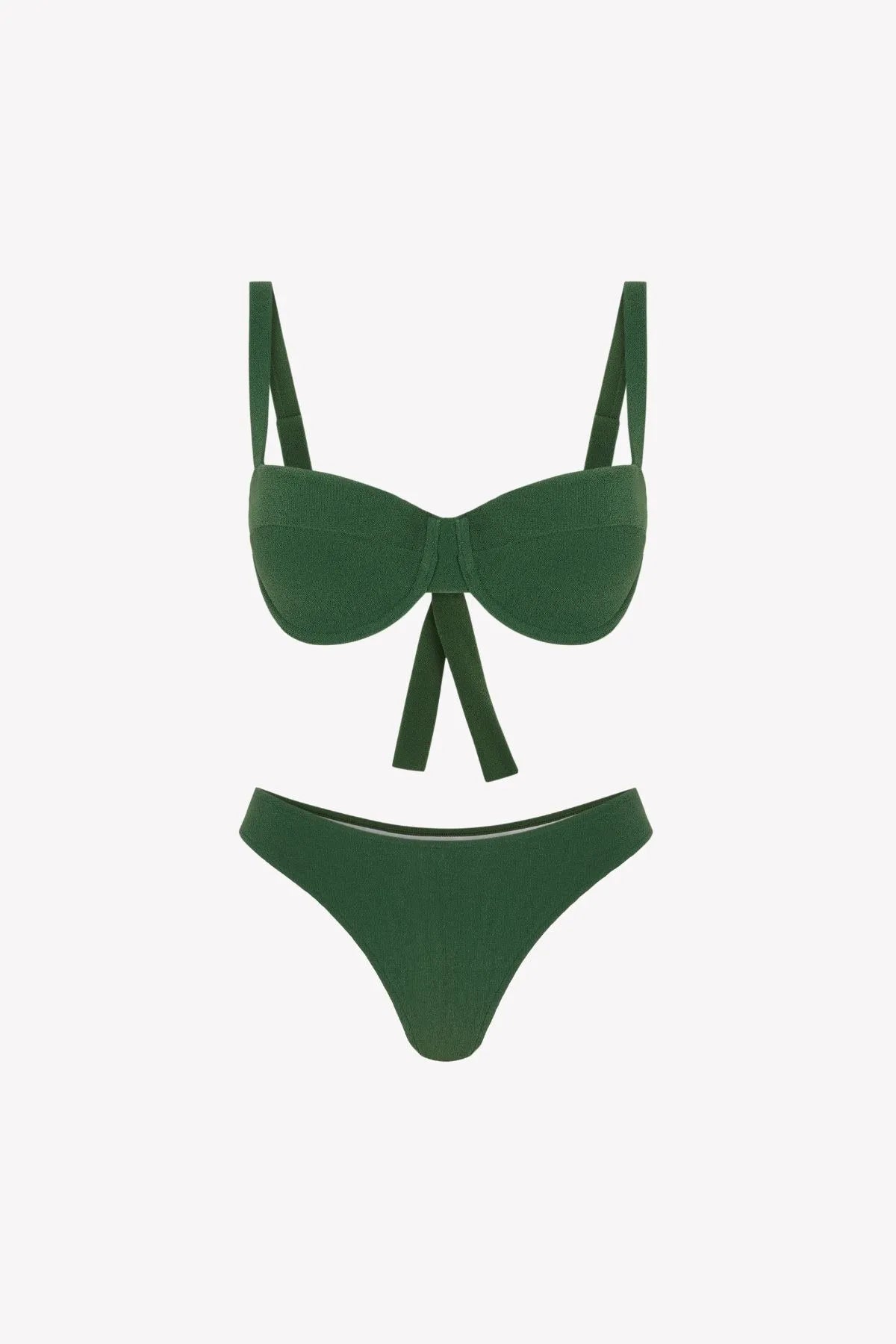 Bikini sostenible deportivo Mani Palm, braga brasileña. Tejido reciclado ECONYL. Textura atoallada. Bikini sostenible hecho en España. 