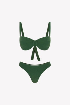 Bikini sostenible deportivo Mani Palm, braga brasileña. Tejido reciclado ECONYL. Textura atoallada. Bikini sostenible hecho en España. 