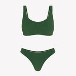 Bikini sostenible deportivo Mani Palm, braga brasileña. Tejido reciclado ECONYL. Textura atoallada. Bikini spstenible hecho en España. 