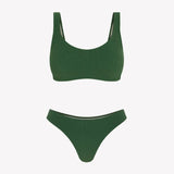 Bikini sostenible deportivo Mani Palm, braga brasileña. Tejido reciclado ECONYL. Textura atoallada. Bikini spstenible hecho en España. 